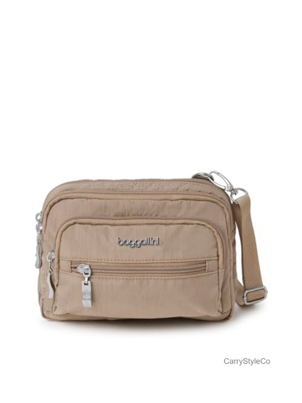 Baggallini Triple Zip Small Crossbody Bag Lightweight Convertible Fanny Pack